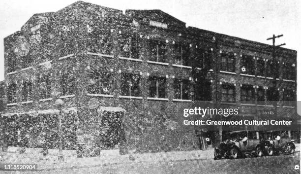 Exterior view of the Red Wing Hotel , Tulsa, Oklahoma, early twentieth century. The hotel was destroyed during the Tulsa Race Massacre, in 1921.