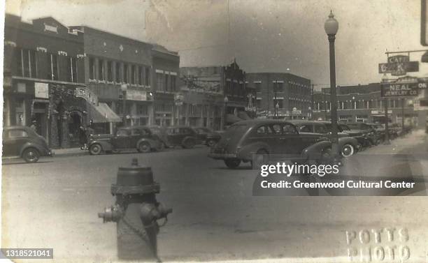 View of along Greenwood Avenue, Tulsa, Oklahoma, 1930s.