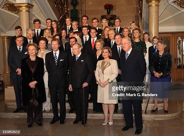 Queen Paola of Belgium, Grand Duke Henri of Luxembourg, Grand Duke Jean of Luxembourg, Grand Duchess Maria Teresa of Luxembourg and King Albert of...