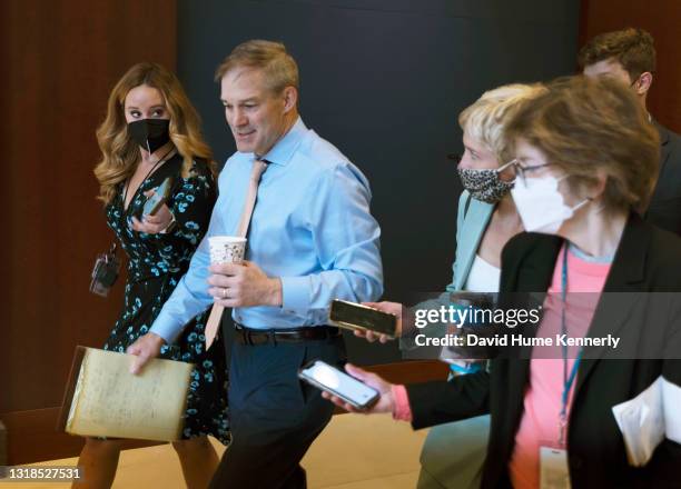 Congressman Jim Jordan , an opponent of Congresswoman Liz Cheney, heads through the U.S. Capitol to vote her out of the GOP leadership in favor of...