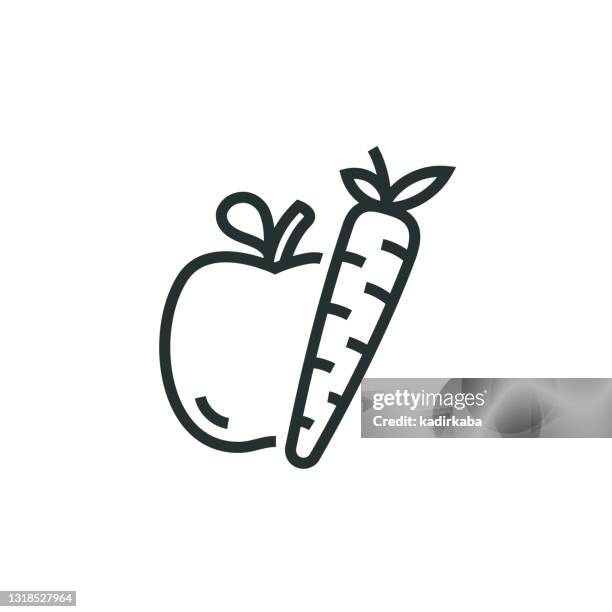 gemüse-obst-linie-symbol - vegetable juice stock-grafiken, -clipart, -cartoons und -symbole