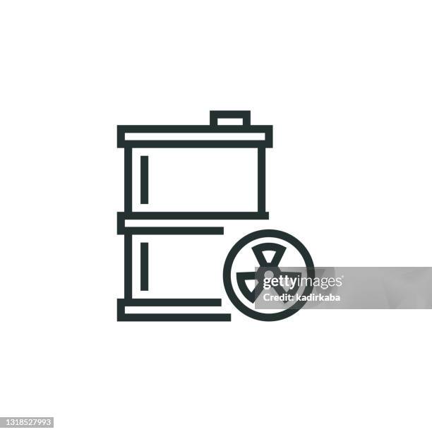 waste barrel line icon - chemical hazard symbol stock illustrations