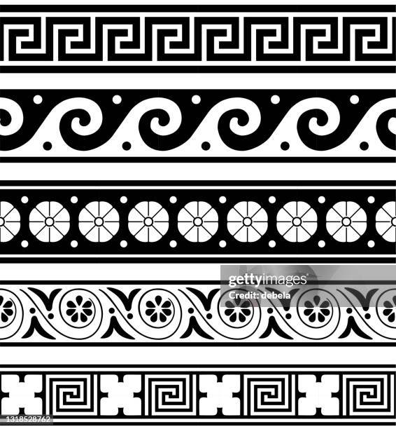 illustrazioni stock, clip art, cartoni animati e icone di tendenza di collezione di motivi di ceramica greca - cultura greca