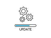 Update icon isolated white background. Upgrade system concept. Loading process or refresh. Application status in flat style. Updating app design. Vector illustration