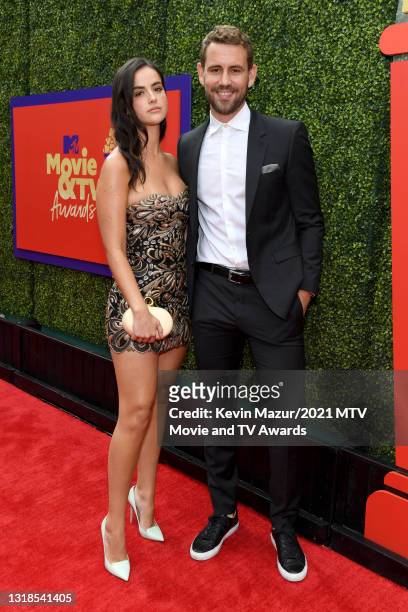 In this image released on May 17, Natalie Joy and Nick Viall attend the 2021 MTV Movie & TV Awards: UNSCRIPTED in Los Angeles, California.