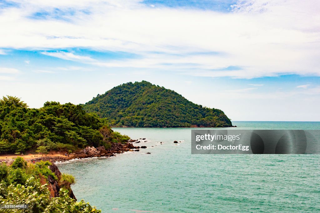 Scenic view of Kung Vimarn Bay from Noen Nangphaya Viewpoint, Chanthaburi, Eastern of Thailand