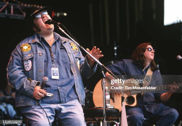 John Popper and Bobby Sheehan of Blues Traveler perform during Neil Young's Annual Bridge School benefit at Shoreline Amphitheatre on October 19,...