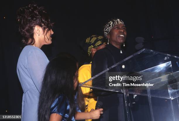 Afeni Shakur and family accepts a Bammie award on behalf of her son Tupac Shakur during the Bay Area Music Awards at Bill Graham Civic Auditorium on...