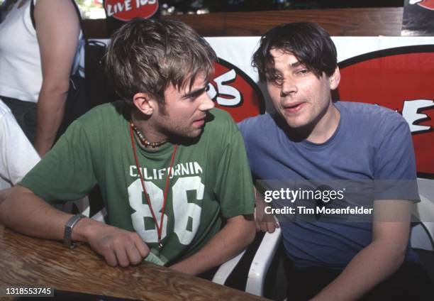 Damon Albarn and Alex James of Blur attend Live 105's BFD at Shoreline Amphitheatre on June 13, 1997 in Mountain View, California.
