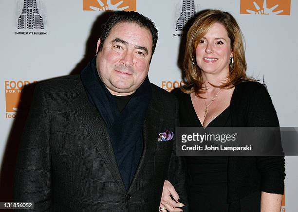 Emeril Legasse and Alden Lovelace attend the launch of Food Bank for NYC's Culinary Council at The Empire State Building on December 7, 2010 in New...