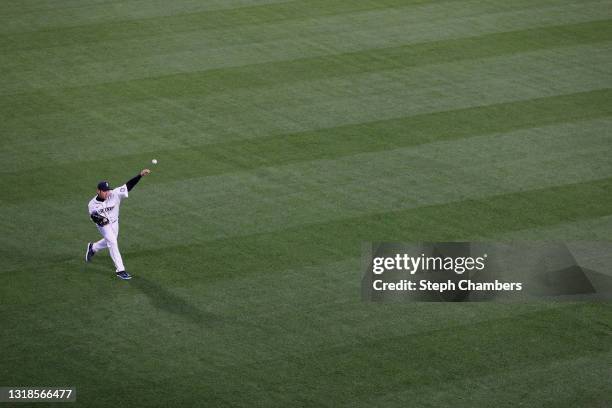 Yusei Kikuchi of the Seattle Mariners warms up before the game against the Detroit Tigers at T-Mobile Park on May 17, 2021 in Seattle, Washington.