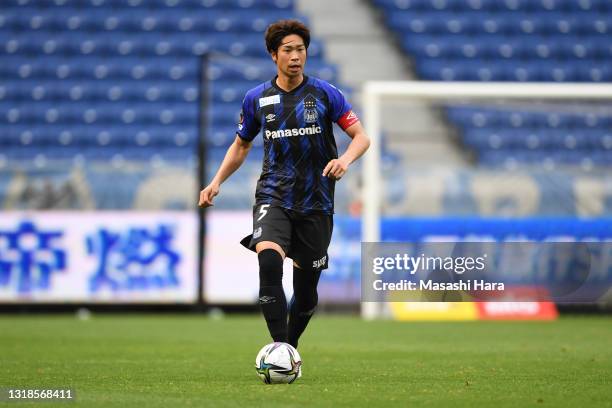 Genta Miura of Gamba Osaka in action during the J.League Meiji Yasuda J1 match between Gamba Osaka and Urawa Red Diamonds at Panasonic Stadium Suita...