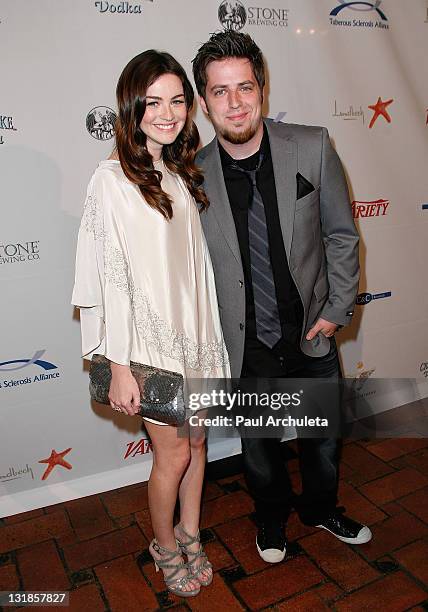 Actress Jonna Walsh and Singer Lee DeWyze arrive at the 10th annual Comedy For A Cure at The Roosevelt Hotel on April 3, 2011 in Hollywood,...