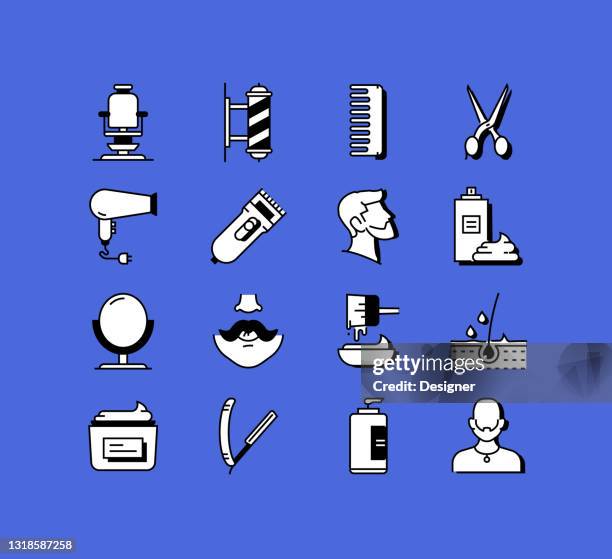 barber shop related icons vector collection. modern style symbol vector illustration - appearance icon stock illustrations