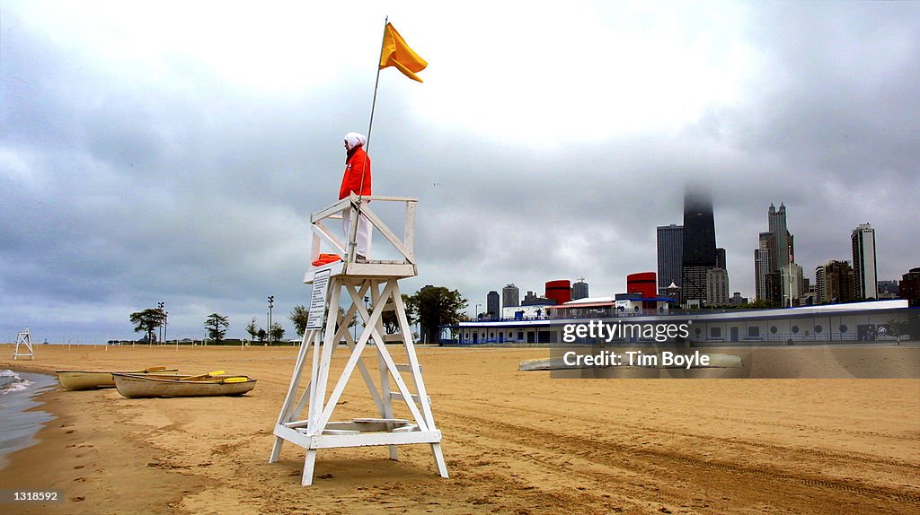 Lake Michigan Lifeguards on Duty in Cold Weather
