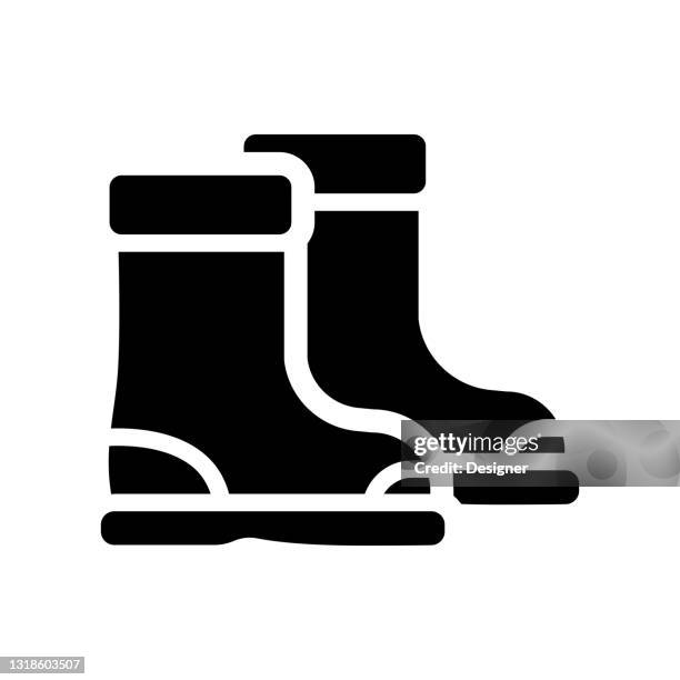 rubber boots icon, vector symbol illustration. - construction inspector stock illustrations