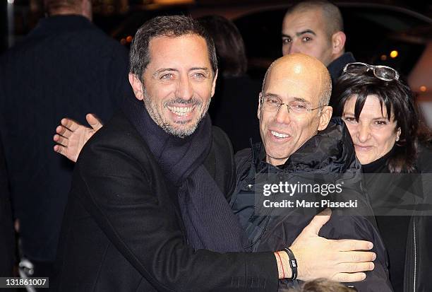 Actor Gad Elmaleh and Director Jeffrey Katzenberg arrive for the premiere of 'Megamind' at the Cinema UGC Normandie on November 29, 2010 in Paris,...