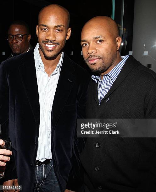 Stephon Marbury and DJ D-Nice attend a Hennessey Black party to celebrate DJ D-Nice signing to Roc Nation DJ's at The Cooper Square Hotel on November...
