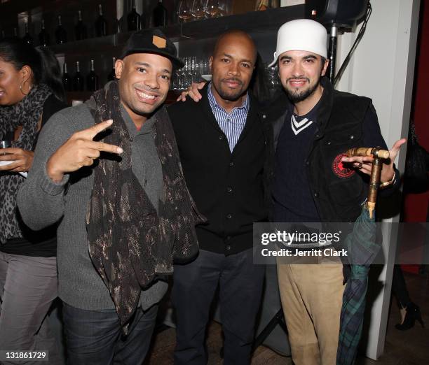 Mel DeBarge, DJ D-Nice and DJ Cassidy attend a Hennessey Black party to celebrate DJ D-Nice signing to Roc Nation DJ's at The Cooper Square Hotel on...