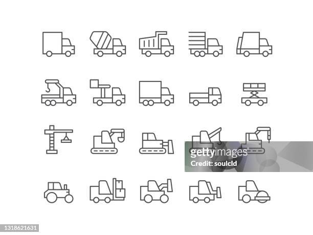 heavy equipment icons - dump truck stock illustrations