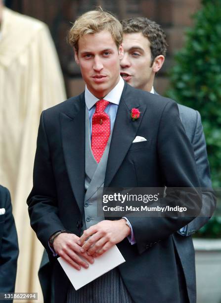 Prince William attends the wedding of Edward van Cutsem and Lady Tamara Grosvenor at Chester Cathedral on November 6, 2004 in Chester, England....