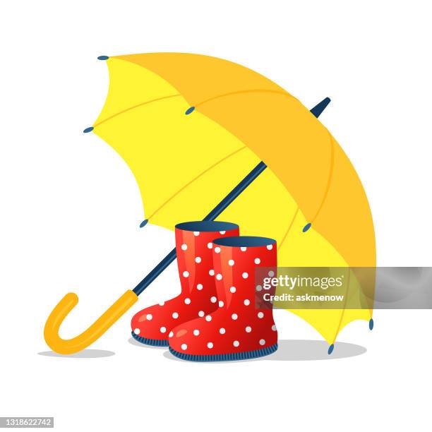 umbrella and boots - waterproof clothing stock illustrations