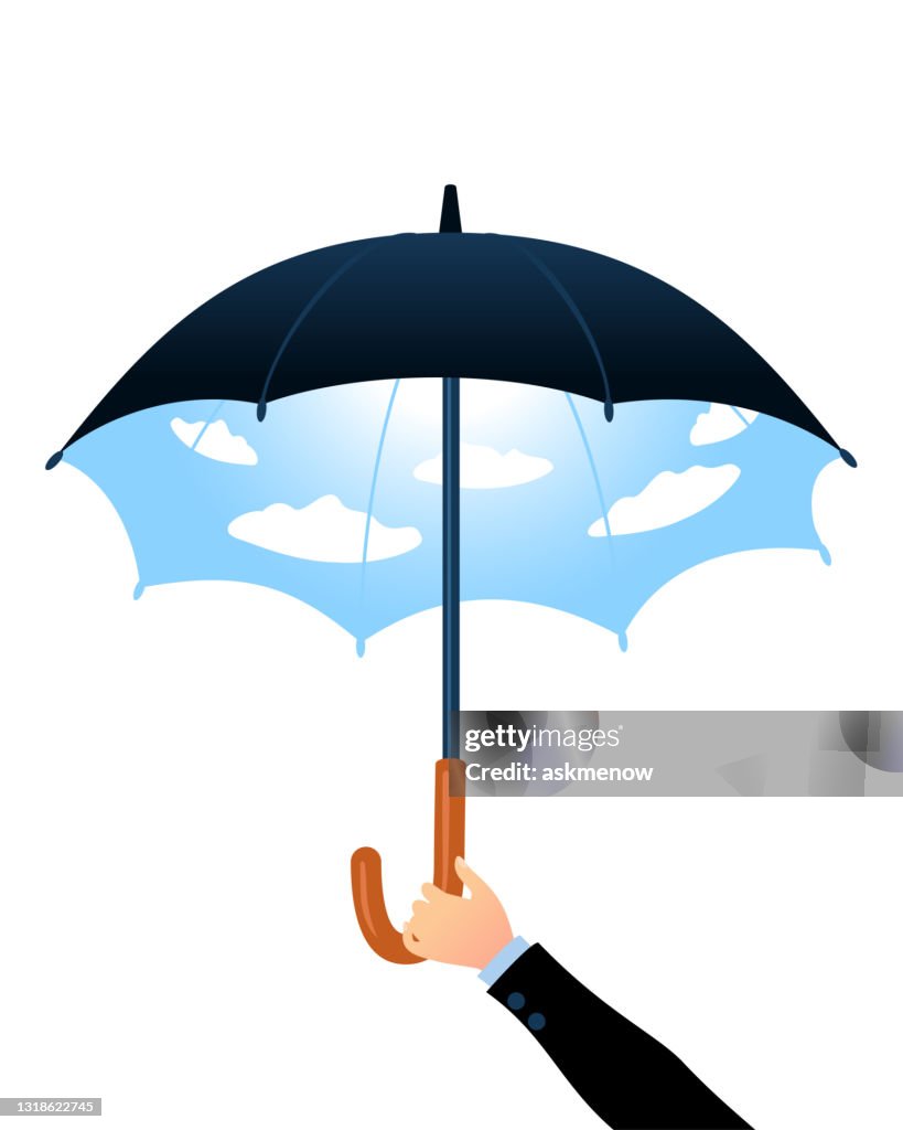Big umbrella with sky pattern