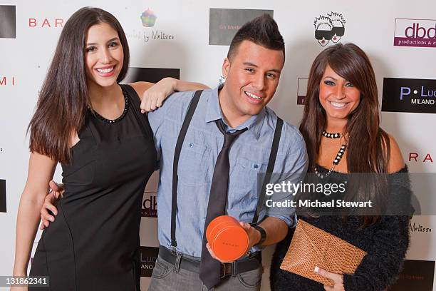 Diana Falzone, Johnny Donovan and TV personality Tracy DiMarco attend the launch of P. Luca at Barami on November 16, 2010 in New York City.