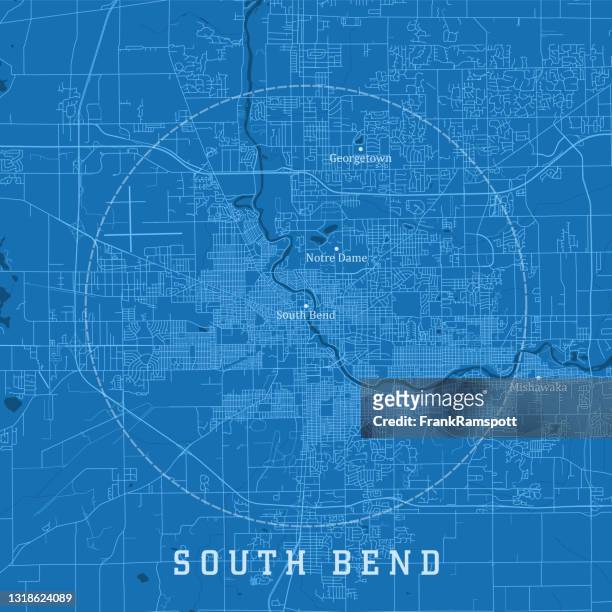 illustrazioni stock, clip art, cartoni animati e icone di tendenza di south bend in city vector road map testo blu - south bend indiana