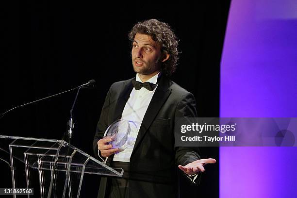 Honoree Jonas Kaufmann speaks during the Sixth Annual Opera News Awards at The Plaza Hotel on April 17, 2011 in New York City.