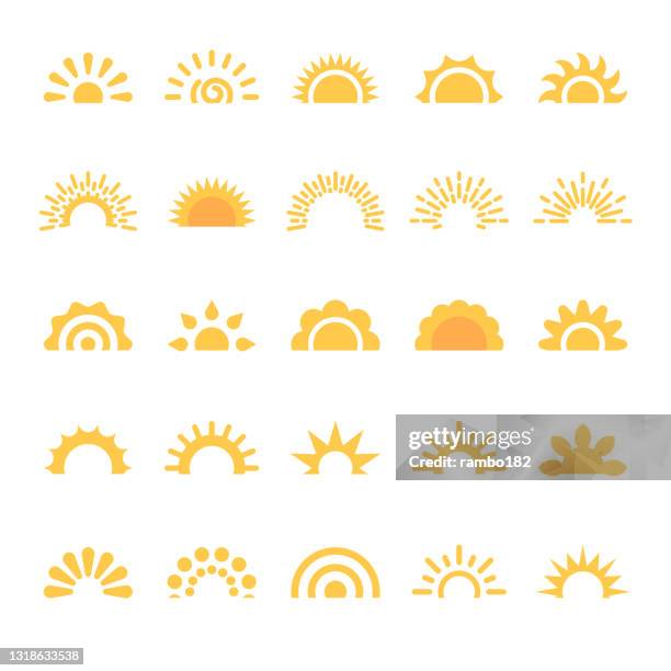 sun, sunrise, sunset, sunburst icons. pixel perfect. design elements. for mobile and web. - sun stock illustrations