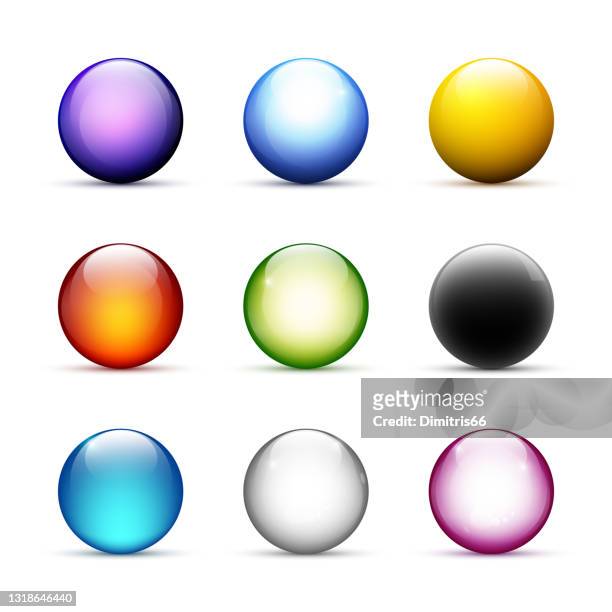 realistic glossy ball icon set - pool ball stock illustrations