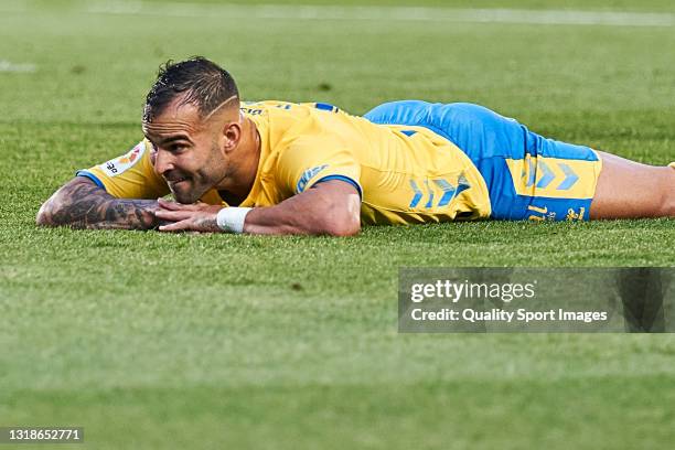 Jese Rodriguez of UD Las Palmas reacts during the Liga Smartbank match betwen UD Las Palmas and Real Zaragoza at Estadio Gran Canaria on May 15, 2021...