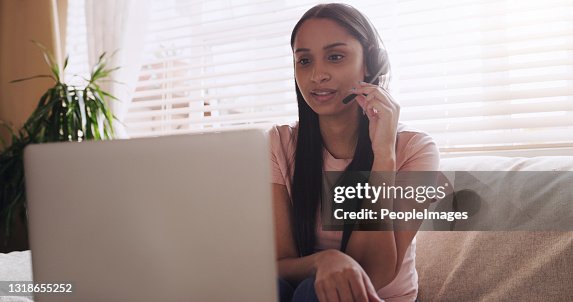 Teleworker Call Working Shot Of A Young Female Teleworker Working As A Call Center Agent At ...
