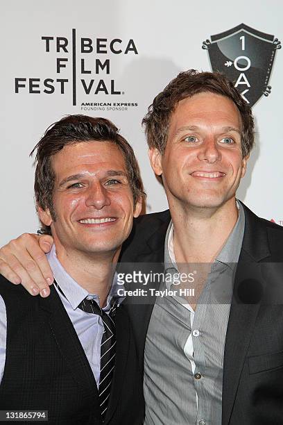 Directors Mark Kassen and Adam Kassen attend the after party for the premiere of "Puncture" during the 10th annual Tribeca Film Festival at 1OAK on...