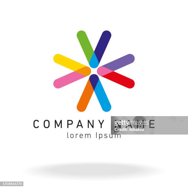 design marke overlapping one line colour - business colorful stock-grafiken, -clipart, -cartoons und -symbole