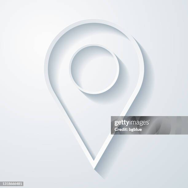 map pin. icon with paper cut effect on blank background - pointer white background stock illustrations