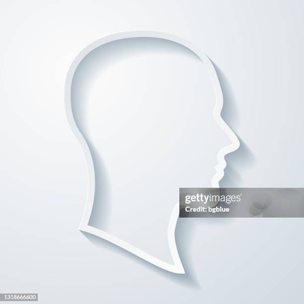 illustrations, cliparts, dessins animés et icônes de profil de la tête. icône avec l’effet de coupe de papier sur le fond blanc - human head