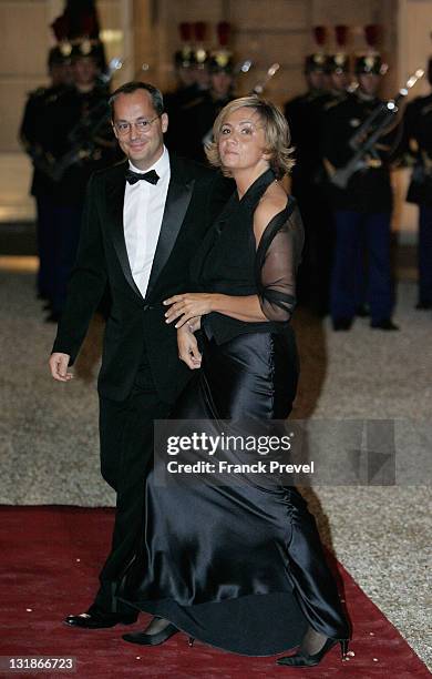 French Higher Education and Research Minister Valerie Pecresse with her husband arrive at a state dinner honouring visiting Chinese President Hu...
