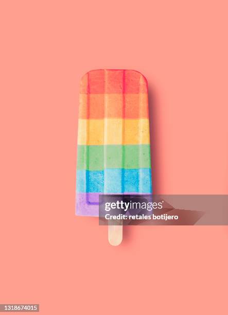 rainbow popsicles - ice cream nobody stock-fotos und bilder