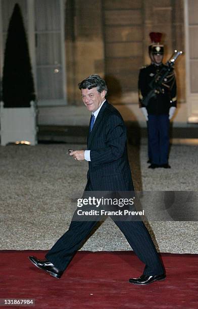 French Environment and Energy Minister Jean Louis Borloo arrives at a state dinner honouring visiting Chinese President Hu Jintao at Elysee Palace on...
