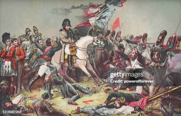 stockillustraties, clipart, cartoons en iconen met waterloo door charles de steuben - 19e eeuw - battlefield