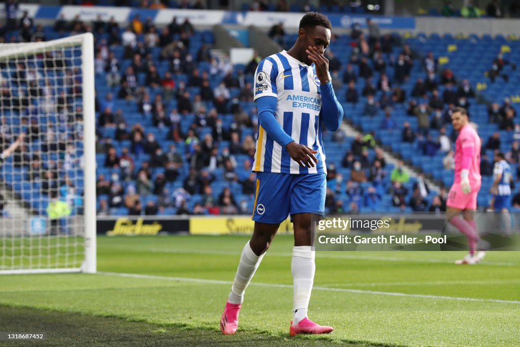 Danny Welbeck of Brighton and Hove Albion reacts after a missed