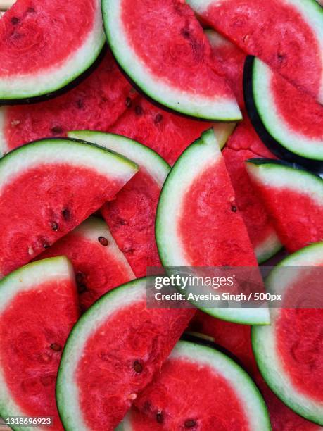 full frame shot of watermelon slices - watermelon fotografías e imágenes de stock