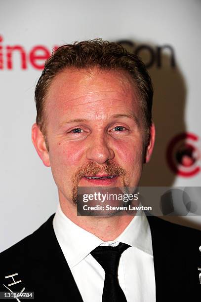 Director Morgan Spurlock poses with his Documentary Filmmaker of the Year award during CinemaCon at The Colosseum of Caesars Palace on March 30, 2011...