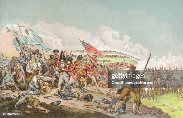 stockillustraties, clipart, cartoons en iconen met de dood van generaal warren in de slag bij bunker's hill door john trumbull - 18e eeuw - new england verenigde staten