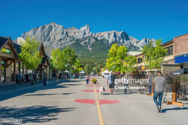 downtown canmore alberta canada - canmore stock pictures, royalty-free photos & images