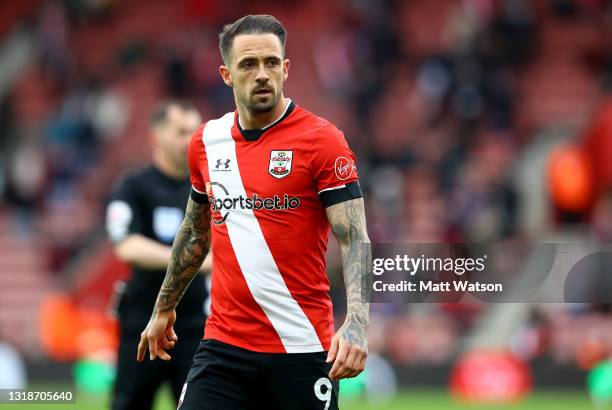 Danny Ings of Southampton looks on during the Premier League match between Southampton and Leeds United at St Mary's Stadium on May 18, 2021 in...