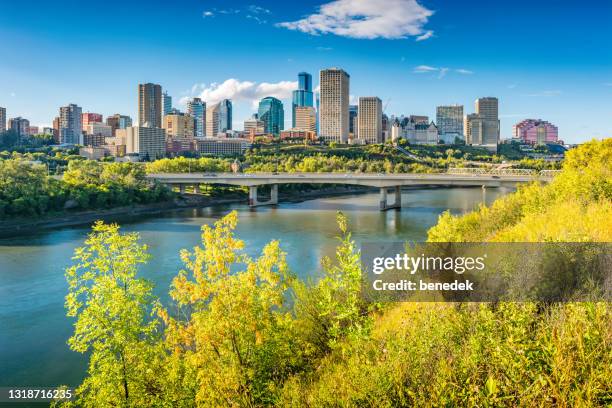 edmonton skyline alberta canada autumn - edmonton skyline stock pictures, royalty-free photos & images