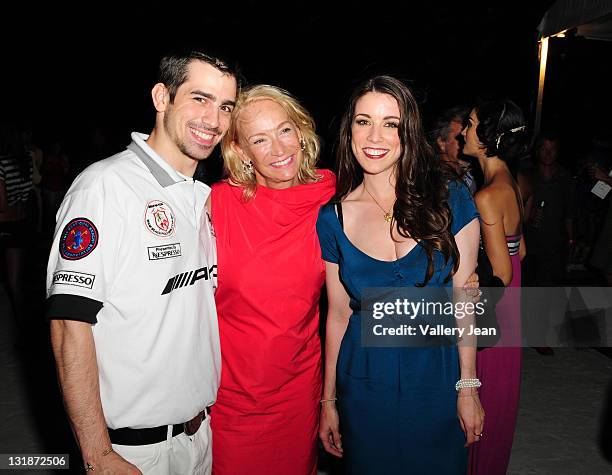 Callahan Walsh, Reve Walsh and Meghan Walsh backstage after Meghan Walsh "Blank Silk" fashion show at the AMG Miami Beach Polo Cup VII kick off on...